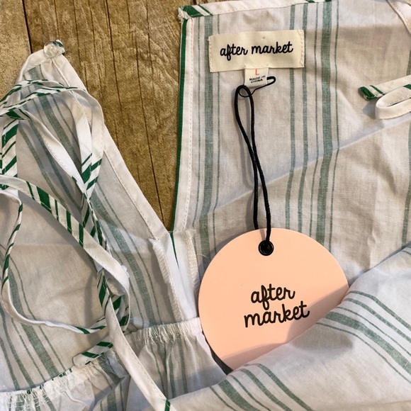 After Market Smocked Tank Top Green & White Sz L - Picture 2 of 3